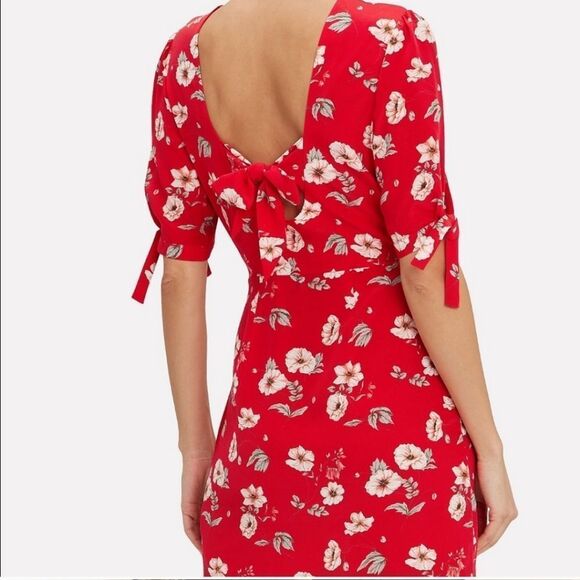 NWOT INTERMIX Cleo Red floral silk mini dress - Picture 2 of 9